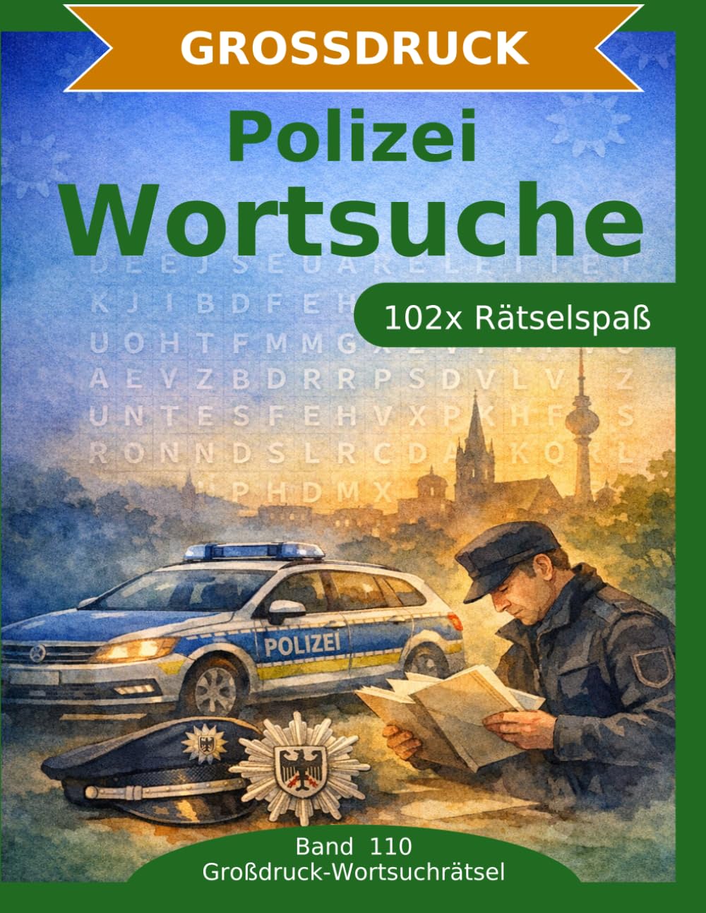 Polizei — Wortsuche in Großdruck: 102 Wortsuchrätsel mit extra großer Schrift | Gehirnjogging Gehirnjogging Polizei | Geschenkidee für Oma & Opa