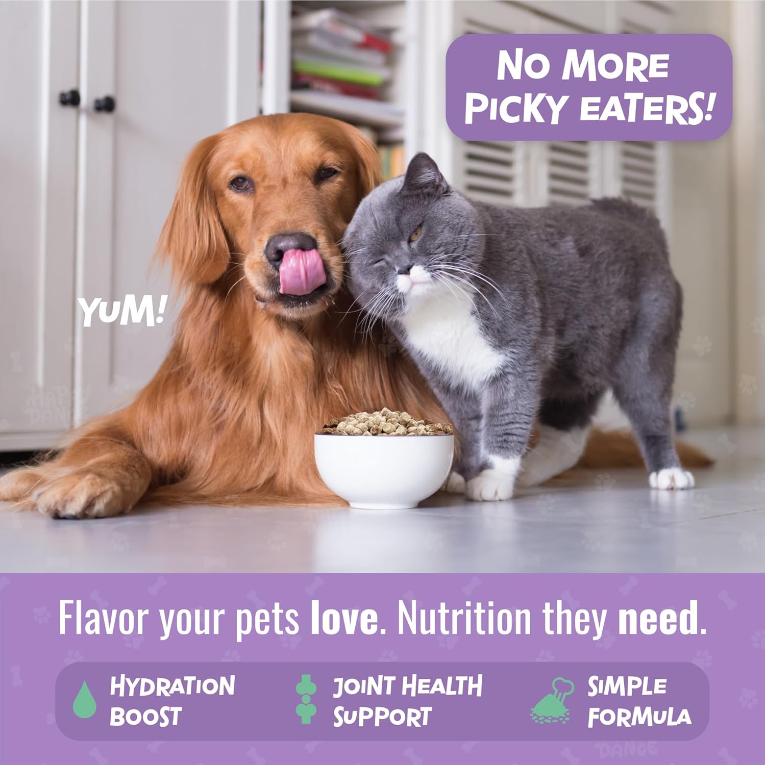 Happy Dance Chicken Bone Broth Meal Topper for Dogs and Cats, 8 oz Bulk Packaging