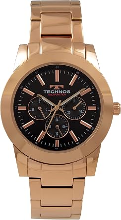 Technos T9699PB Mens Multi-Function Watch, Pink Gold, Dial Color - Black, Watch Multi Function