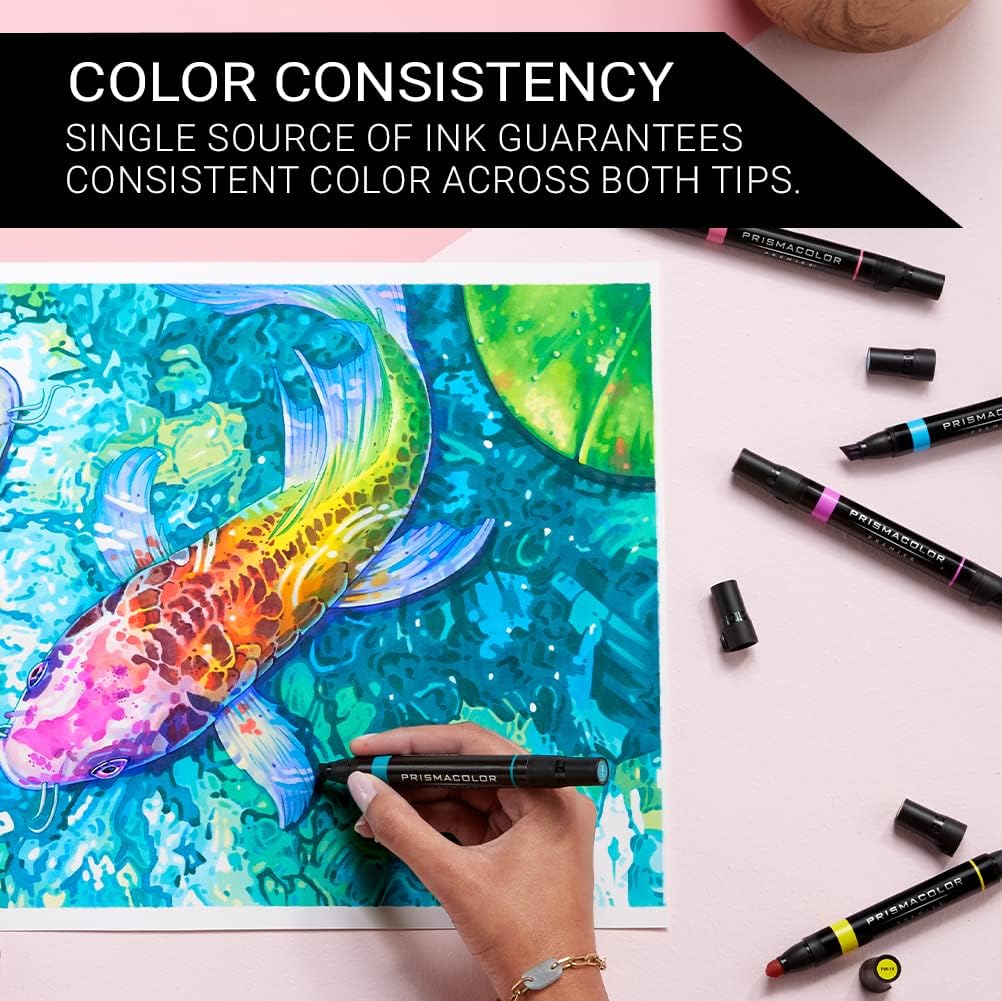 Prismacolor Premier Dual-Ended Art Markers, Chisel Tip and Fine Tip, Hyper Bright Colors, 12 Count
