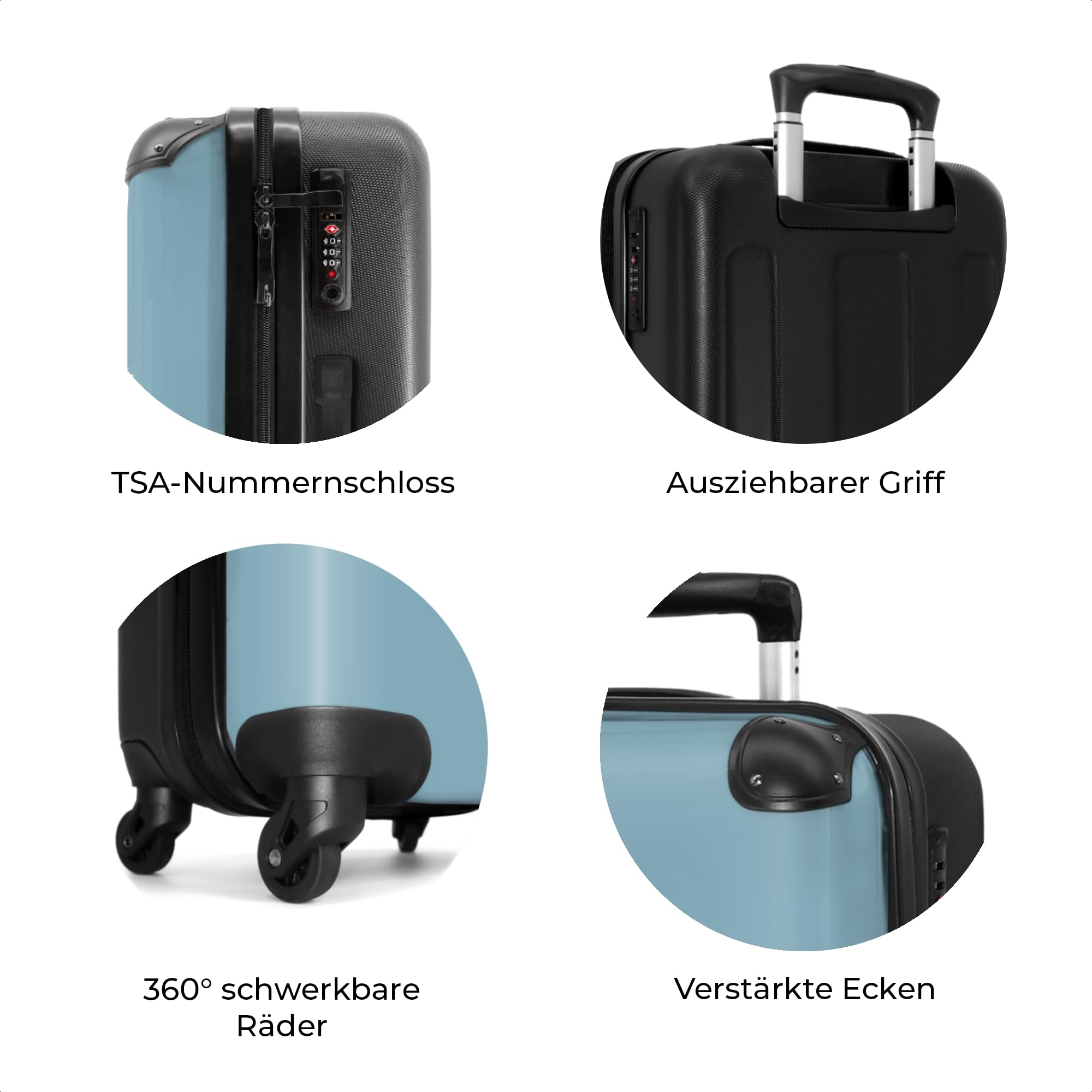 NoBoringSuitcases.com® Koffer Mittelgroß 67x43x25 cm Hartschalenkoffer L Trolley Rollkoffer 4 Rollen Leicht Hartschale Mittel Groß Weltkarte - Ozean - Realistisch - Blau