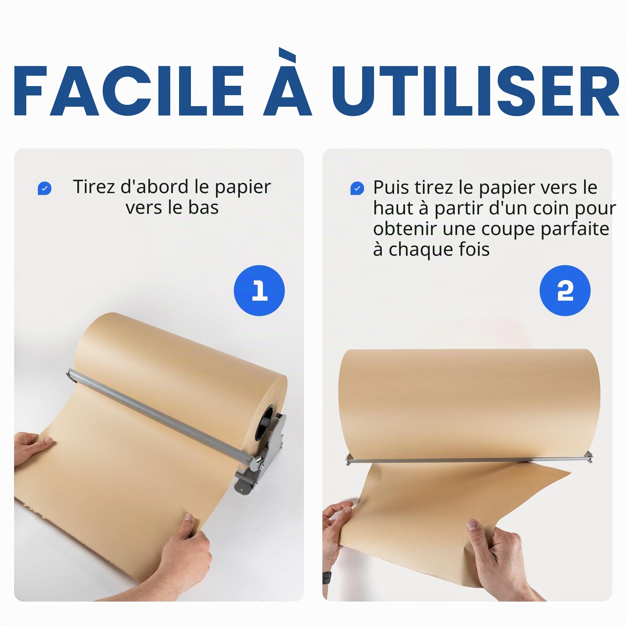 IDL Packaging Distributeur de rouleau de papier kraft de 91,4 cm et cutter pour rouleaux jusqu'à 91,4 cm de large et 22,9 cm de diamètre – Support de papier en acier renforcé avec cutter – Pour papier