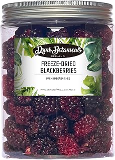 Drink Botanicals Ireland | Freeze Dried Blackberries | 70+ Blackberries | 100% Natural | Blackberry Whole For Baking, Cakes, Deserts, Cocktails, Garnishing | Blackberry PET Jar | 90 Grams, 1.17 OZ