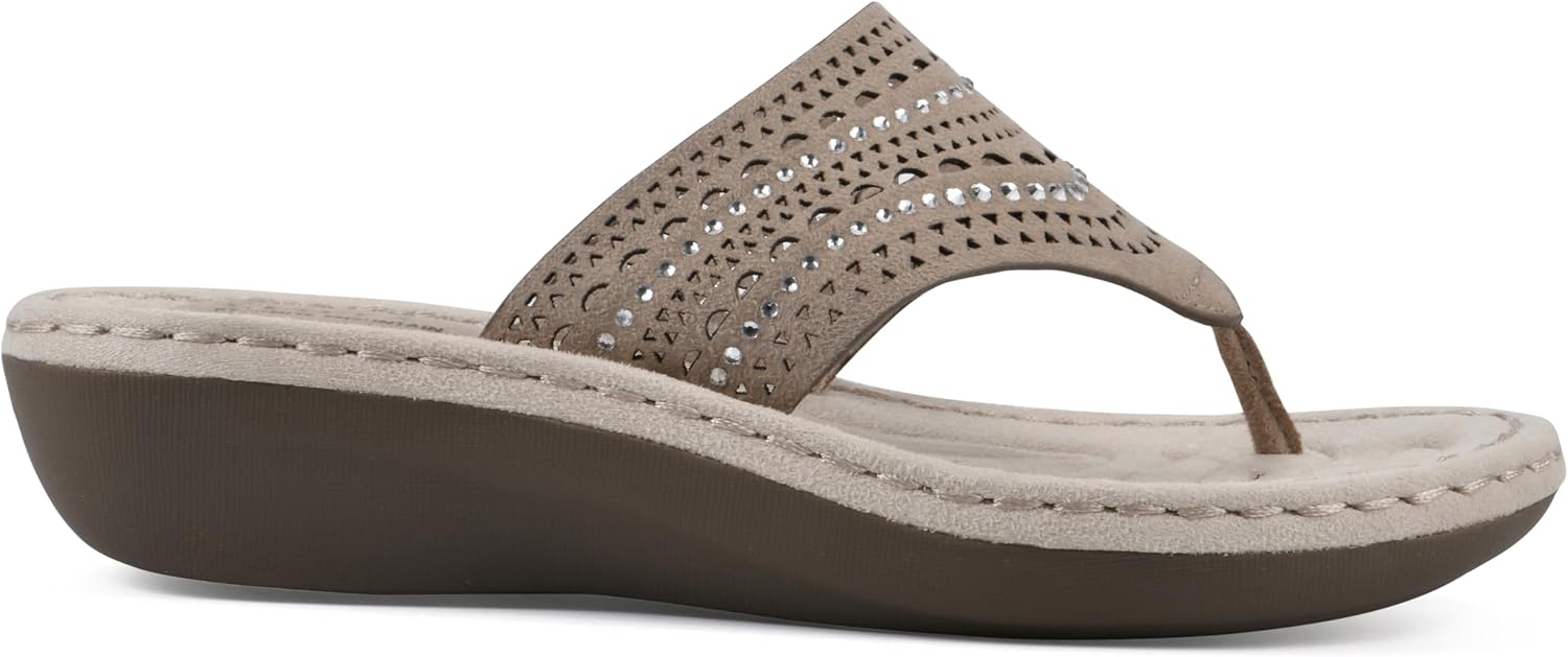 CLIFFS BY WHITE MOUNTAIN Women's Comate Rhinestoned Mini Wedge Flip Flop Sandal - Image 3