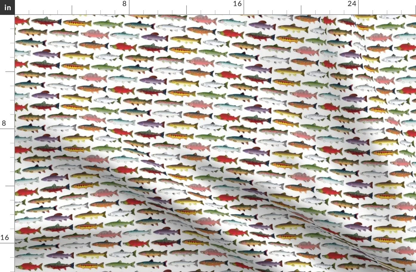 Spoonflower Fabric - Trout Salmon Pattern Fish Rainbow Printed on Organic Cotton Sateen Fabric by The Yard - Sewing Quilting Apparel Home Decor