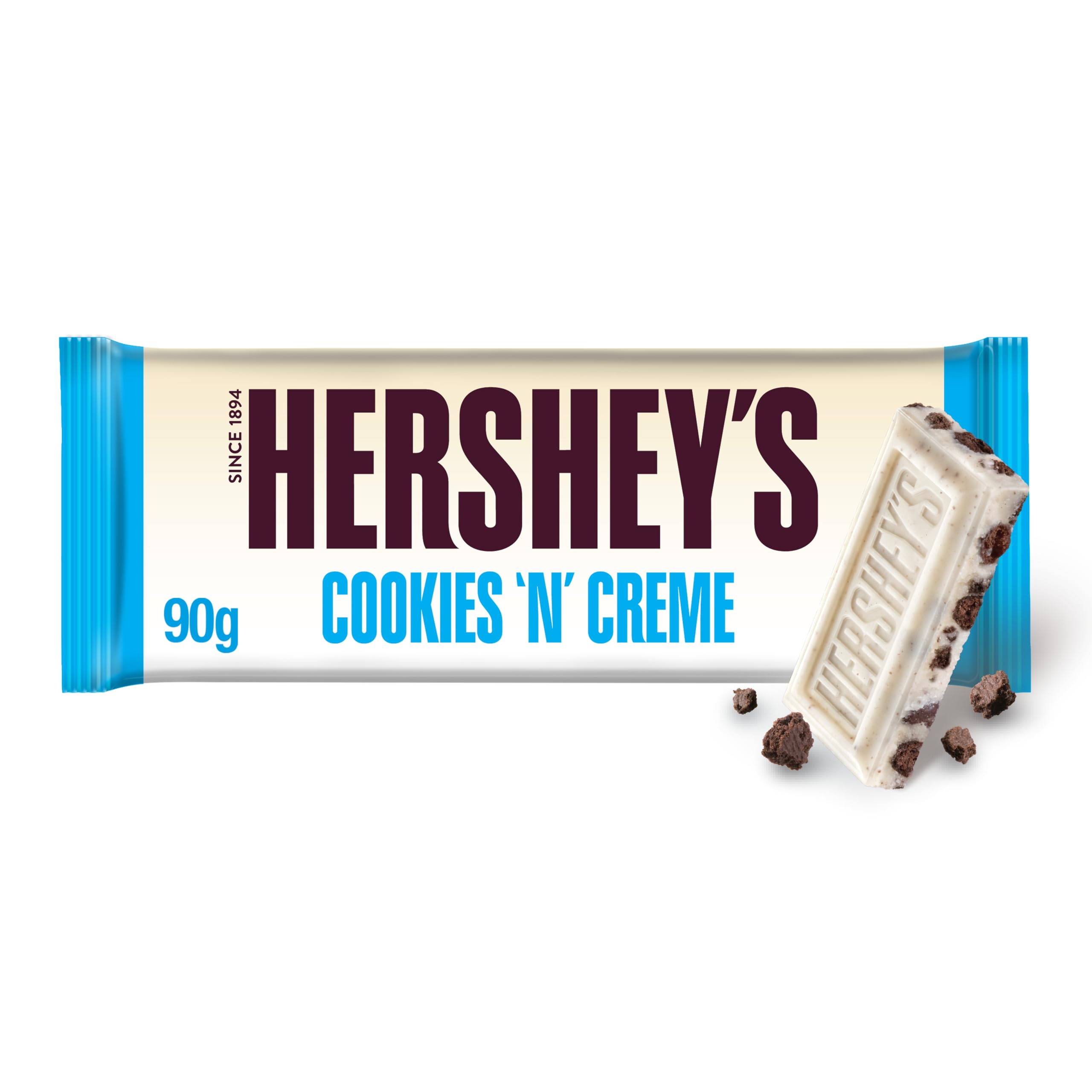 Hershey's Cookies 'n' Creme 24x90g – Weiße Schokolade mit knusprigen Keksstückchen, zartschmelzende Schokoladentafeln im Vorteilspack, ideal zum Snacken & Teilen