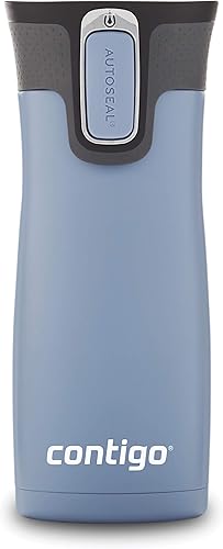 Miniatura 133 de Contigo Autoseal West Loop - Taza de viaje de acero inoxidable con aislamiento de vacío (16 oz, acero inoxidable/azul Mónaco, 2 unidades)