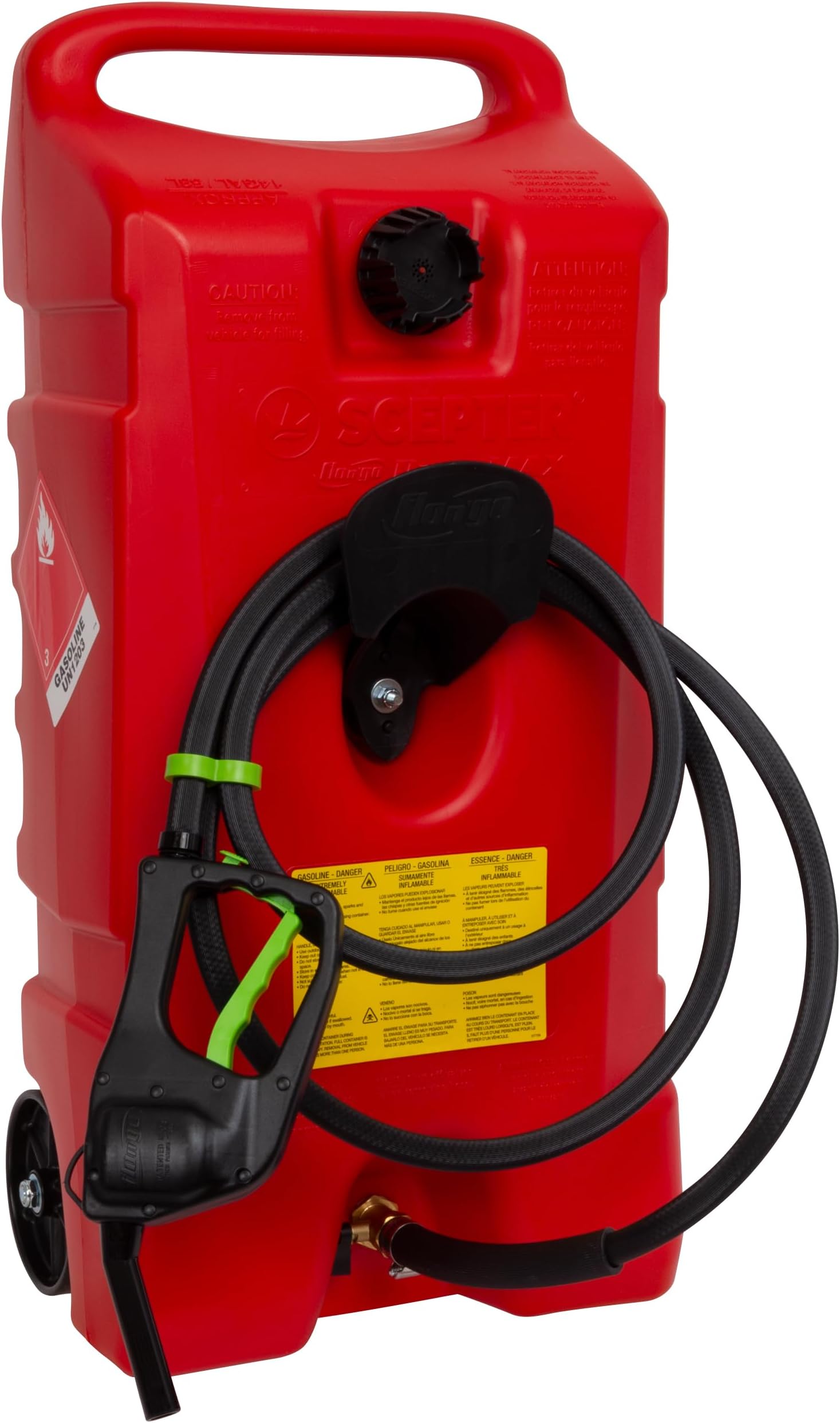 Scepter Duramax Flo ’N Go 14 Gallon Gas Caddy, 53 Liter Fuel Tank, Red