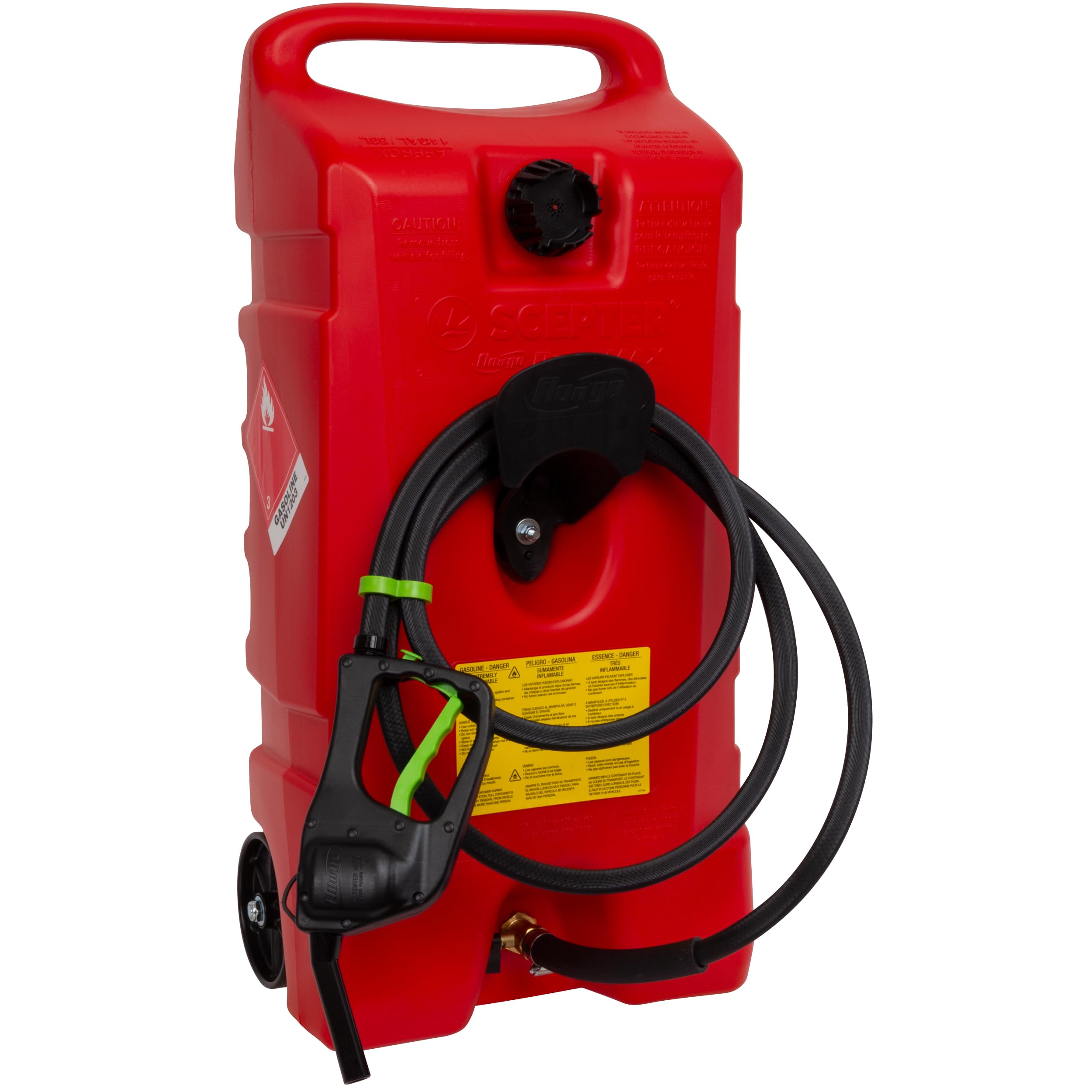 Scepter Duramax Flo ’N Go 14 Gallon Gas Caddy, 53 Liter Fuel Tank, Red