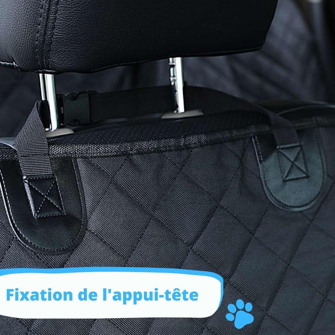 Couverture pour chien pour banquette arrière de voiture – Protection de coffre, siège imperméable pour chien avec protection latérale, couverture de voiture antidérapante, laisse pour chien,