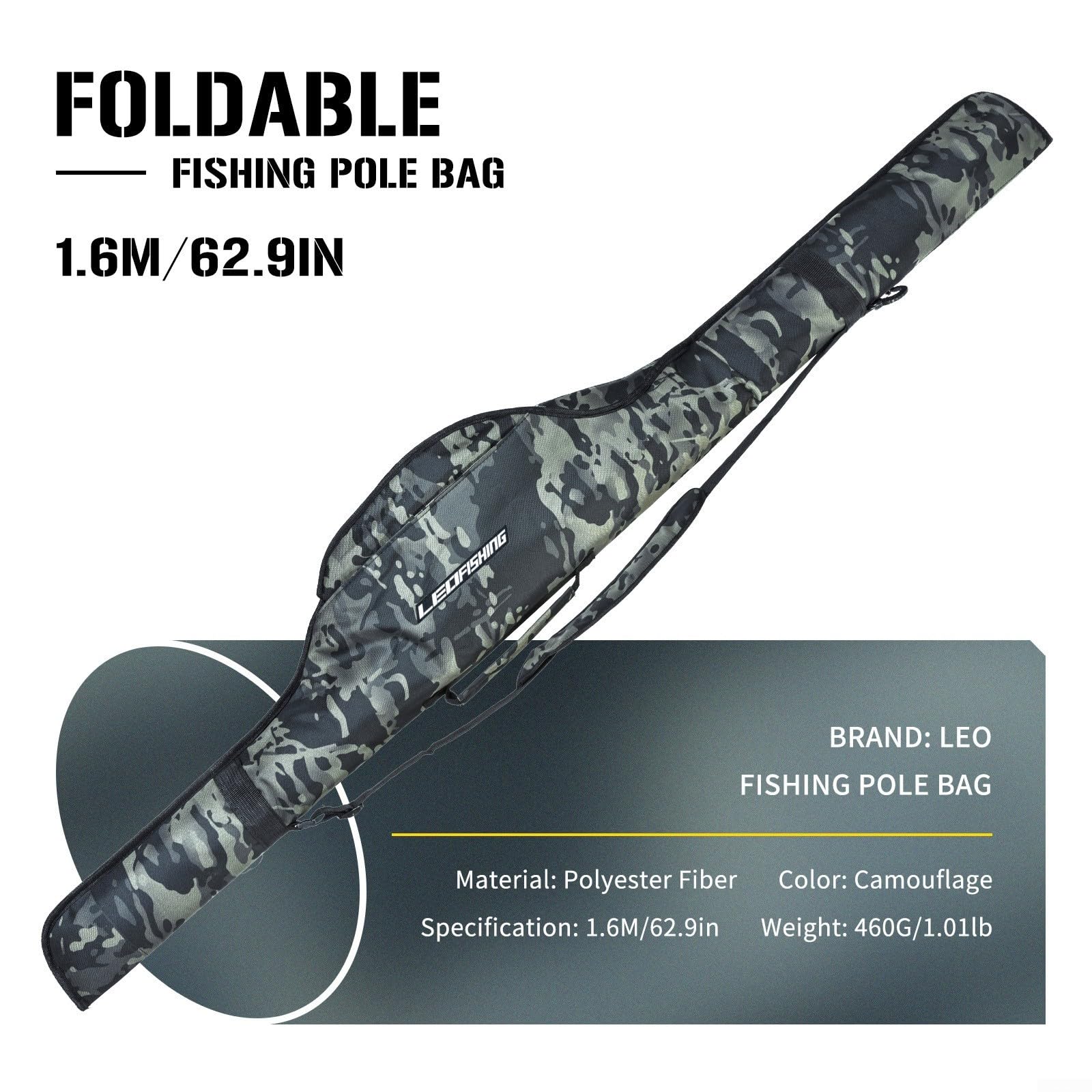 Bolsa de pesca para caña de pescar, organizador plegable de carrete, 160 cm, moderno