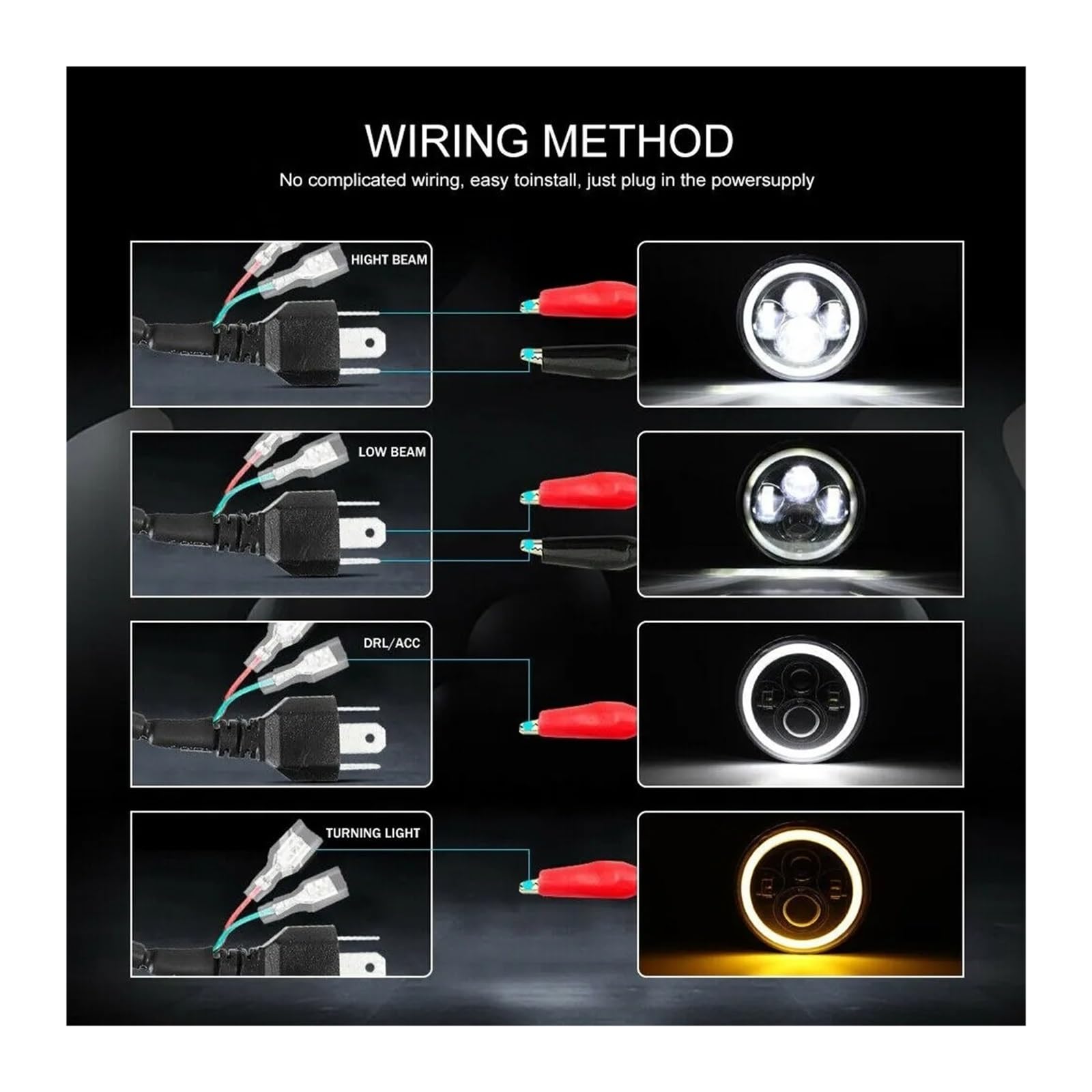 Driving Phare pour Land pour Rover pour Range pour Rover County Classic Utility 4 Portes 1983-1997 2 Pièces Moto Voiture 7 Pouces Phare LED DRL H4 Phare Angel Eyes Feux Avant