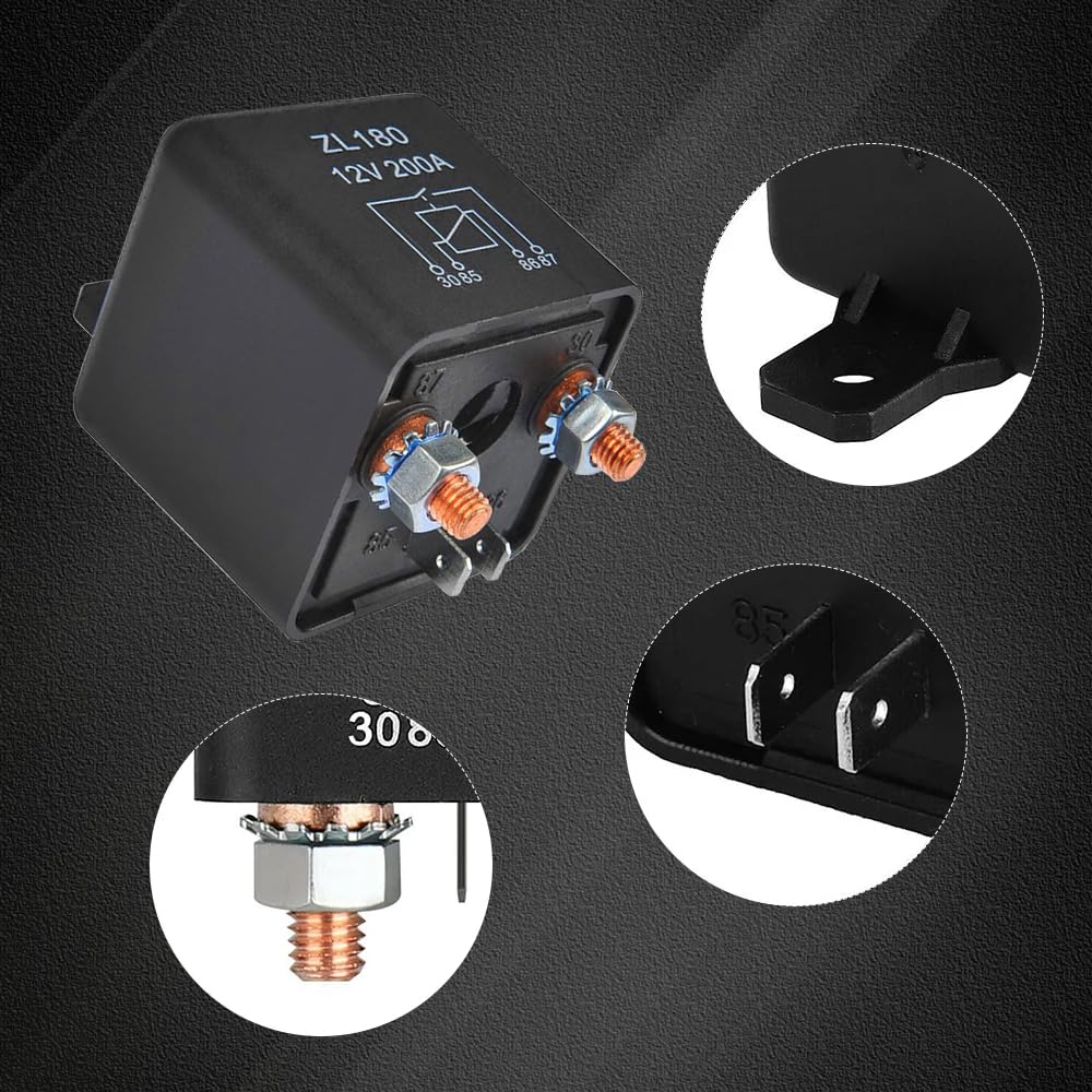 Relais 12V 200A 4 Broches - Relais D'isolation Batterie Haute Puissance - Pour Voiture, Camion, Véhicule Moteur