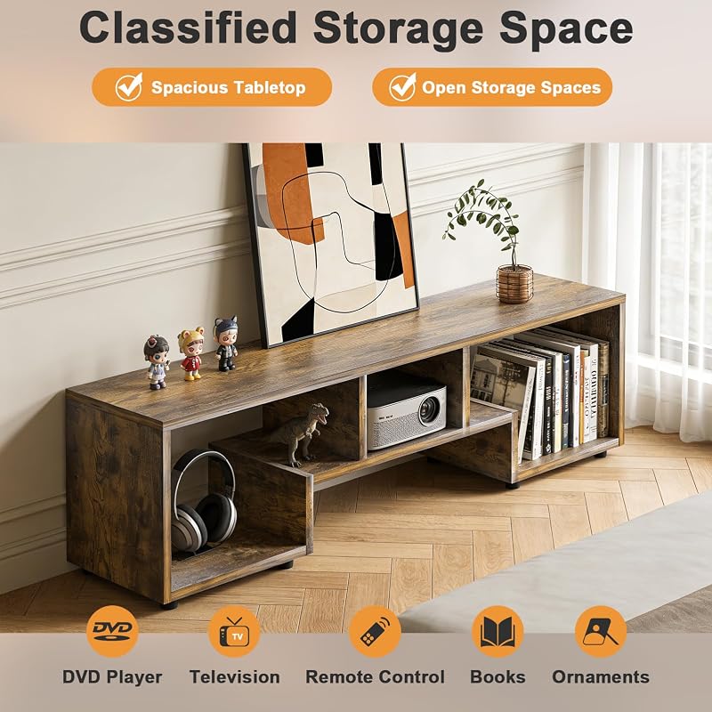 Lightdot Amber Small TV Stand for TVs up to 55'' with Modern Open Shelf image 6