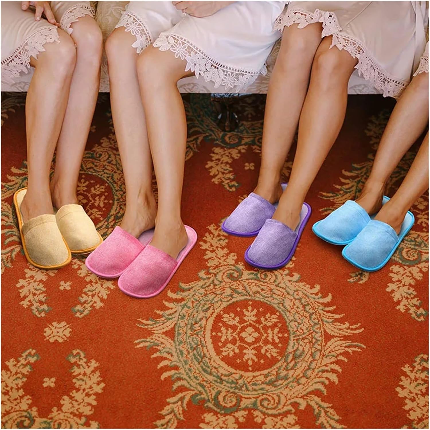 Disposable Slippers 10 Pairs Wedding Slippers Disposable for Guests Customized Hotel Slipper Linen Spa for Guests