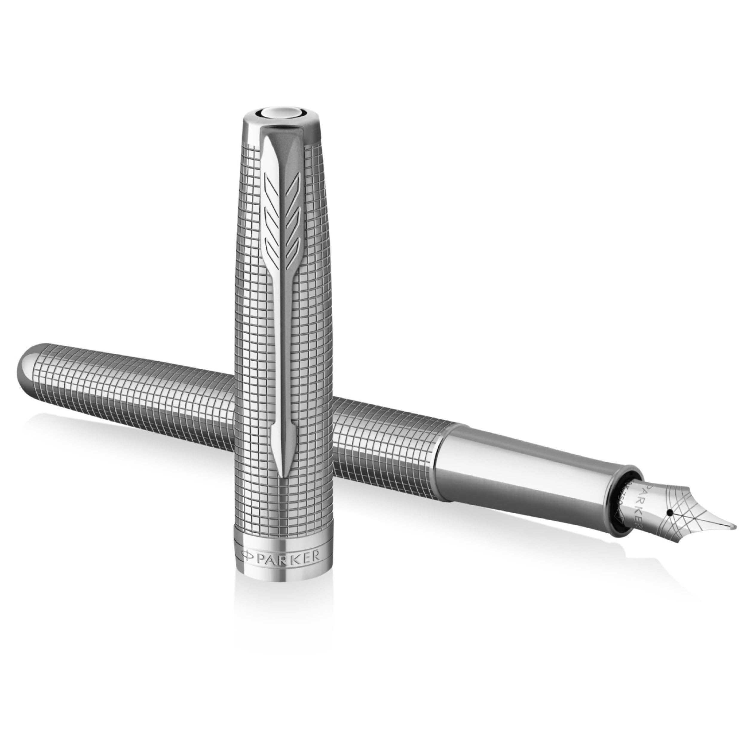 Stylo plume Parker Sonnet Ciselé Édition spéciale | Finition Palladium | Plume moyenne or massif 18 carats | Coffret cadeau