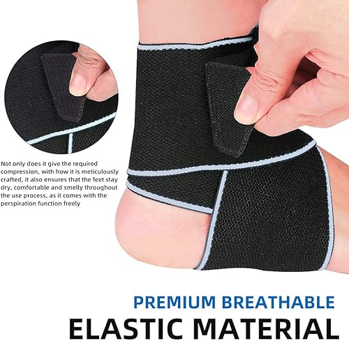 Miniatura 9 de Paquete de 2 tobilleras, manga de compresión de tobillo con correa ajustable, soporte de tobillo para esguince de tobillo, tendón de Aquiles,