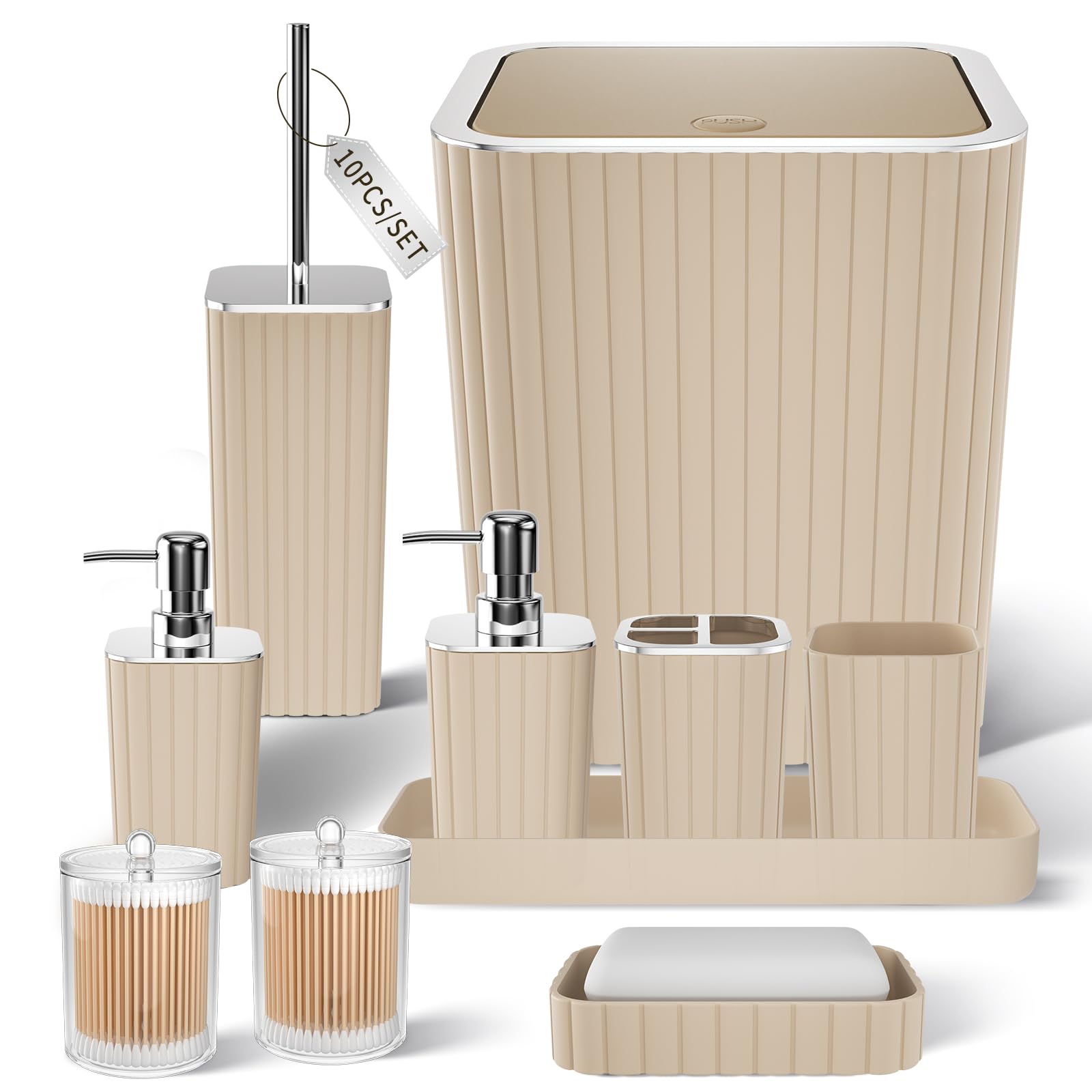 XLHOMO 10-Piece Beige Bathroom Set