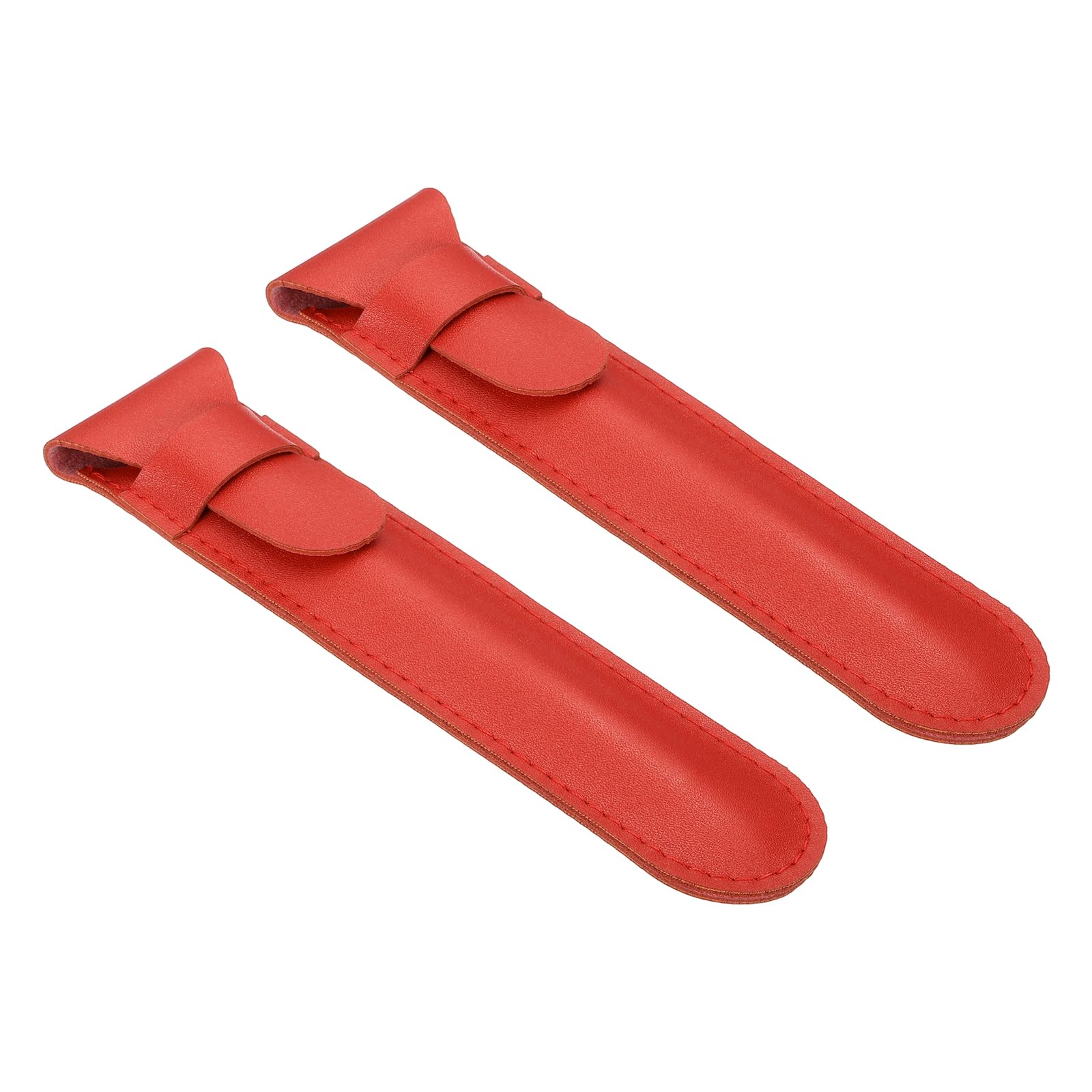 Uxcell 2 Pcs Leather Pen Pouch, Flip Single Pen Case Holder Protective Sleeve Cover for Fountain Ball Points Pencils Touch Office Desk Supplies, Red
