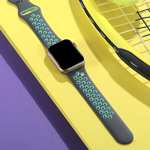 Miniatura 7 de Lerobo - Correa deportiva unisex de silicona duradera, suave y transpirable, con orificios de ventilación, repuesto compatible con Apple Watch Band