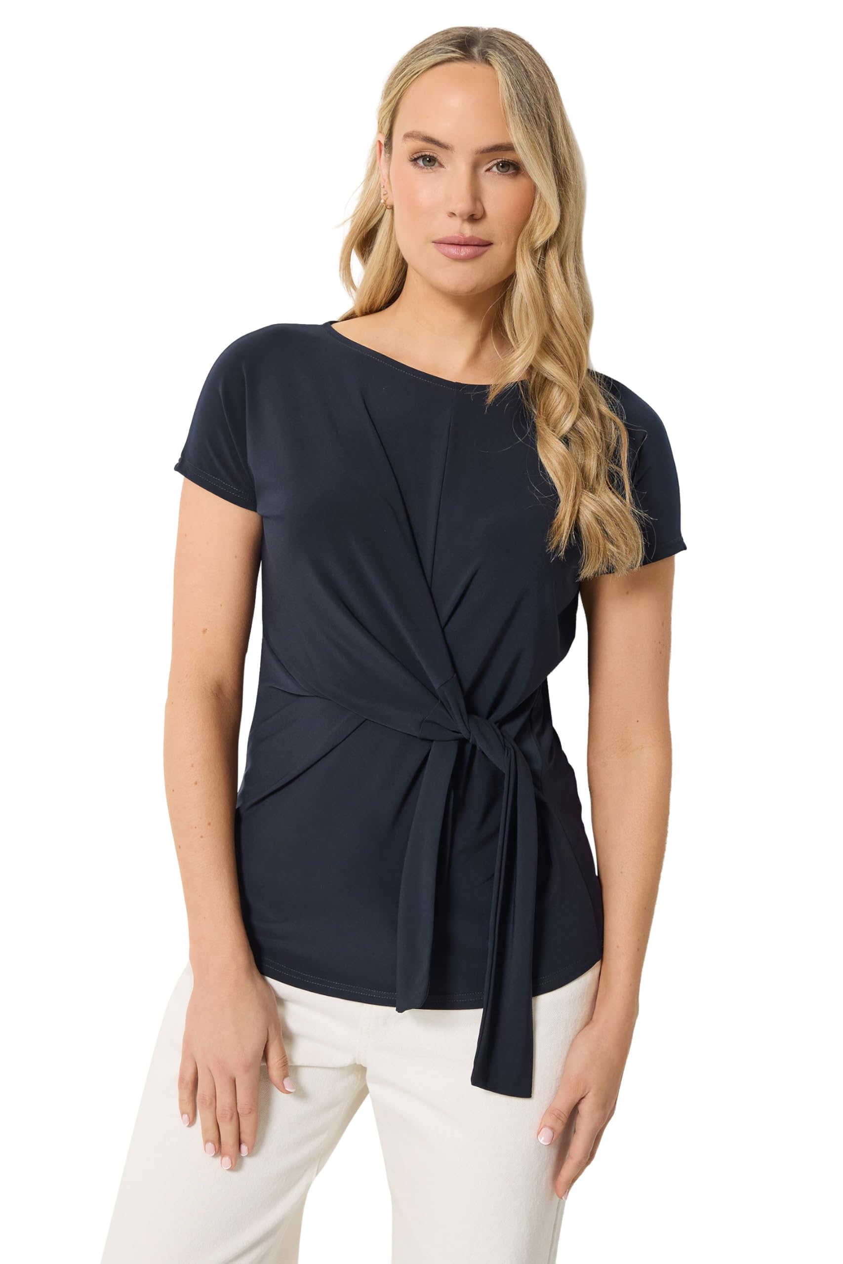 Lts Women's Blue Tall Navy Tie Detail Top Size 22-24