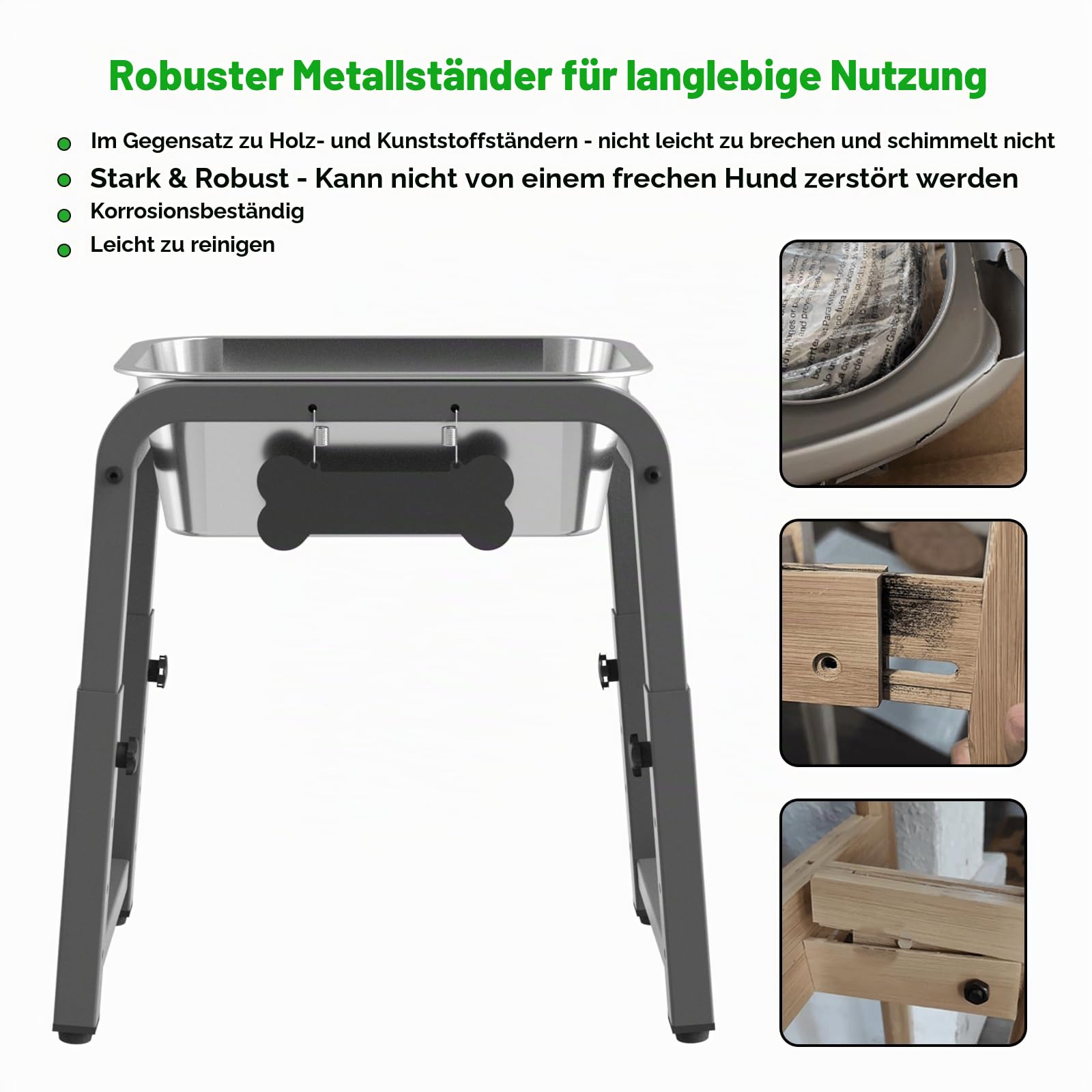 7,6-Liter erhöhter Hundenapf, ADENGL höhenverstellbar (26 - 39 cm), erhöhter Edelstahlnapf mit auslaufsicherer Matte und stabilem Metallständer, kippsicher, leicht zu reinigen, für den Innen- und