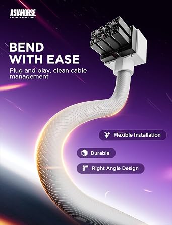 AsiaHorse Hydrus-8PIN CPU PSU Extension Cable ARGB Light, Copper Wire Motherboard Power Extension Cable Integrated Minimalist Design, 2000W Power (Whole Set), PC Power Cord for CPU Cable Management
