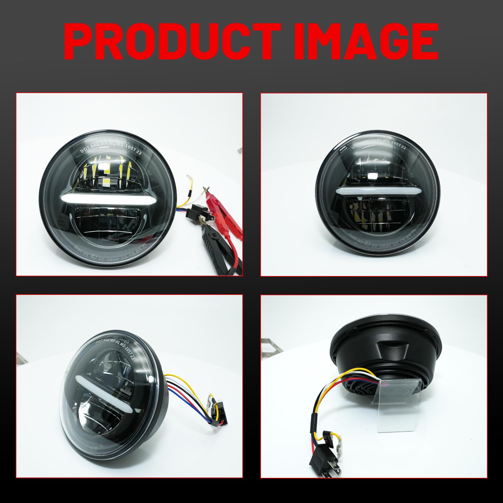 5,75 '' LED Motorrad Scheinwerfer e-geprüft Mit Tagfahrlicht für Harley Davidson Dyna Street Bob Super Wide Glide Low Rider Night Rod Train Sportster Iron 883 Indian Scout Triumph (Schwarz)