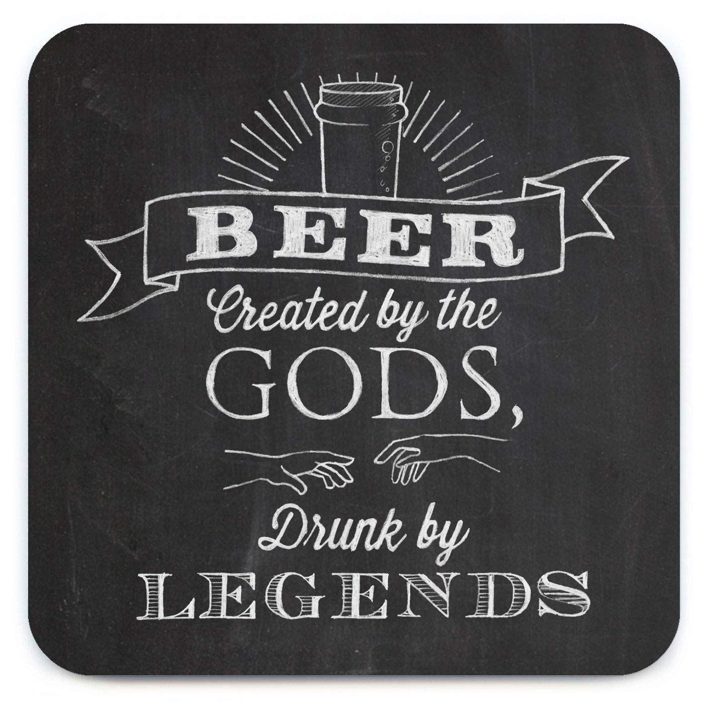 Brainbox Candy - Funny 'Chalk Beer Created By Gods Coaster' - Small Gift Ideas For Him Her - Friends Birthday - Housewarming Present - New Home Gift - Funny Gifts For Women Men