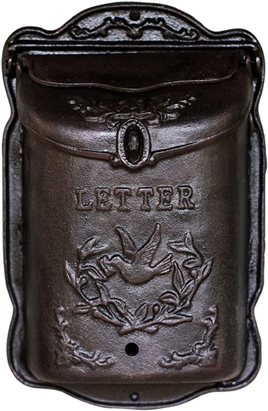 Suggestion Box Letter Box Complaint Box Wall-Mount Mailbox, Large Capacity Mail Box, Cast Iron Rust-Proof Metal Post Box, Mailboxes for Outside, Garden Waterproof Decor Postbox Letter Box ( Size : 20x