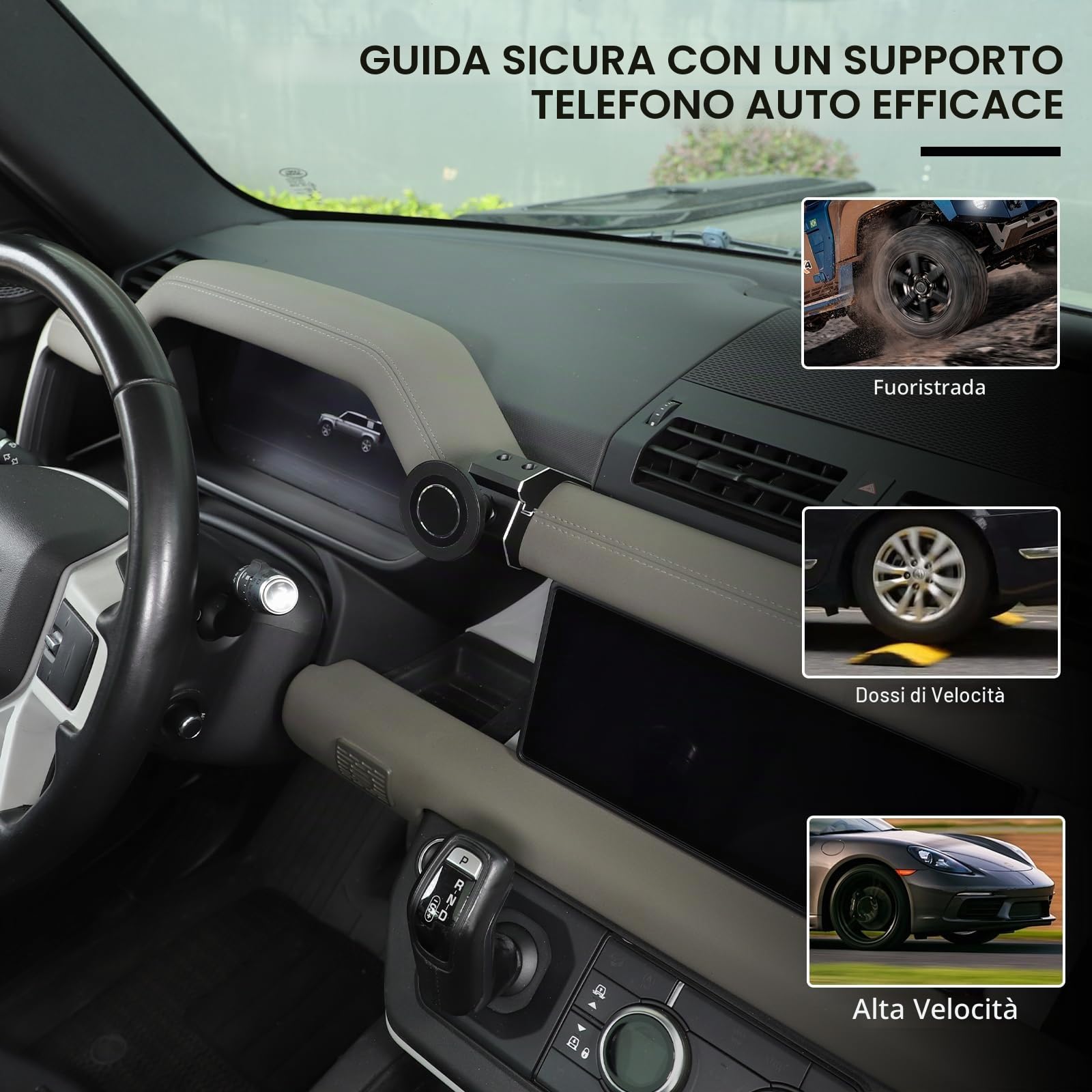 Supporto per cellulare compatibile con Land Rover Defender 2020-2023 | Modello G | lega di alluminio 1 set | Nuovo design magnetico girevole a 360°, supporto magnetico per cellulare Air Vent Car