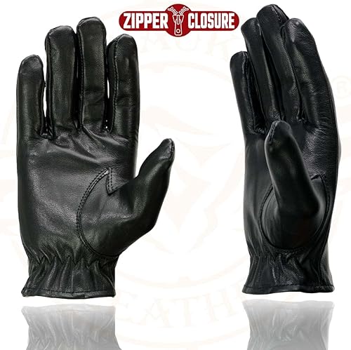 Miniatura 6 de Milwaukee Leather SH722 - Guantes de mano ligeros de cuero sin forro para mujer, color negro, con cierre de cremallera en la muñeca