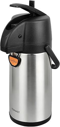 Airpot - Dispensador de café térmico con bomba, 2.2L/74 onzas, aislado de acero inoxidable, gran jarra de café, palanca de acción para agua Bombas