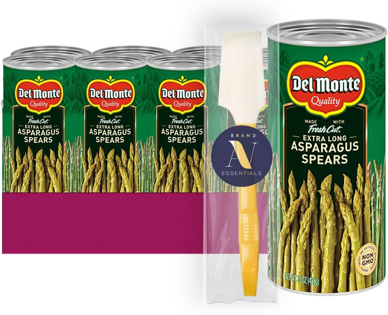 Lavinia Essentials Bundle: 12- Pack of Extra Long Asparagus Spears Canned Vegetables 14.5 oz Can + 1 Utility Prop