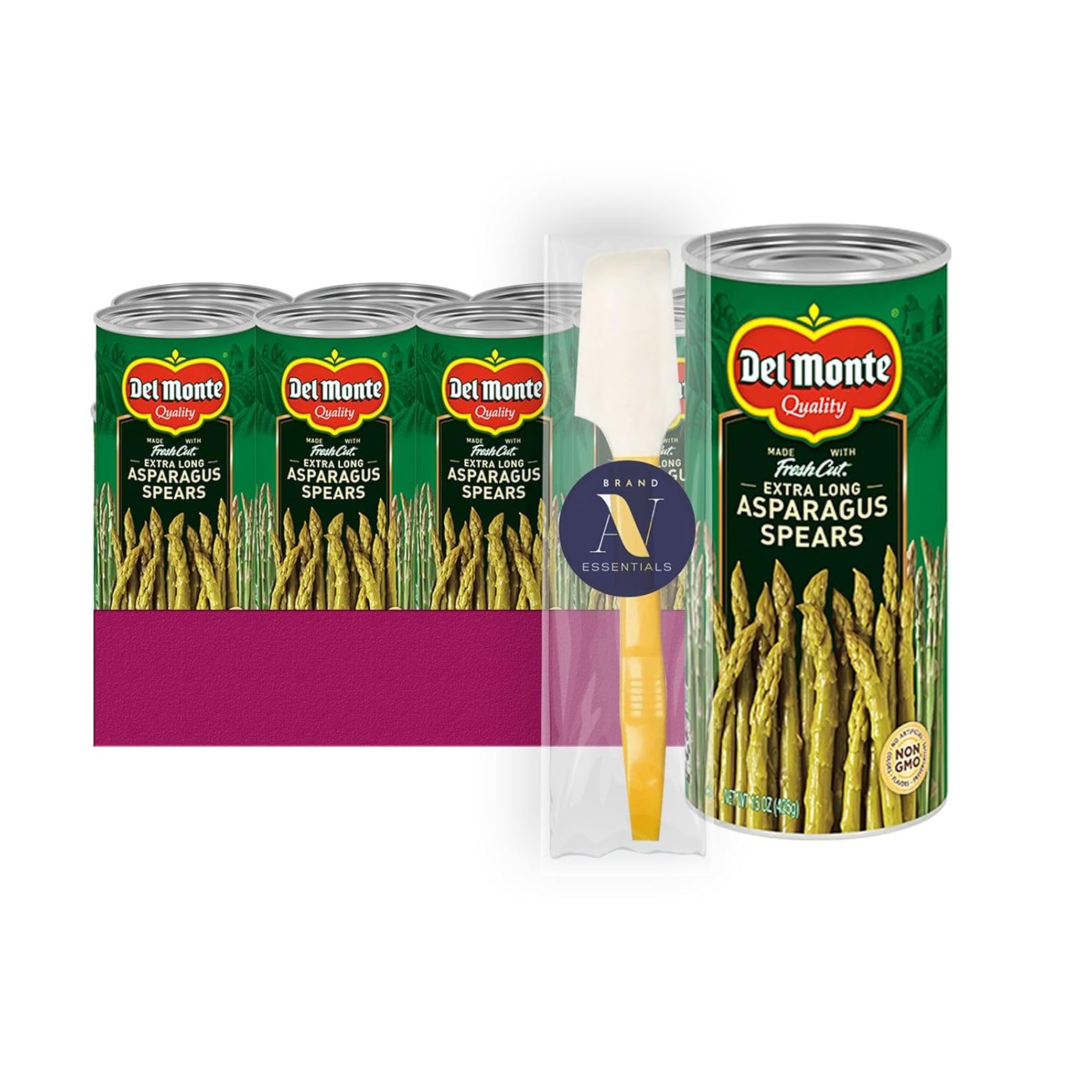 Del Monte Extra Long Asparagus Spears 12-Pack Canned Vegetables Bundle + Utility Prop - Pre-Sliced, Non-GMO