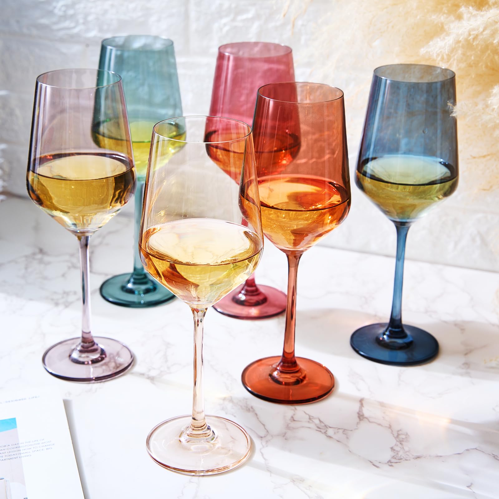 Coffret 6 verres en cristal de Bohême de 300 ml, collection FLORAL, gravé , en couleur