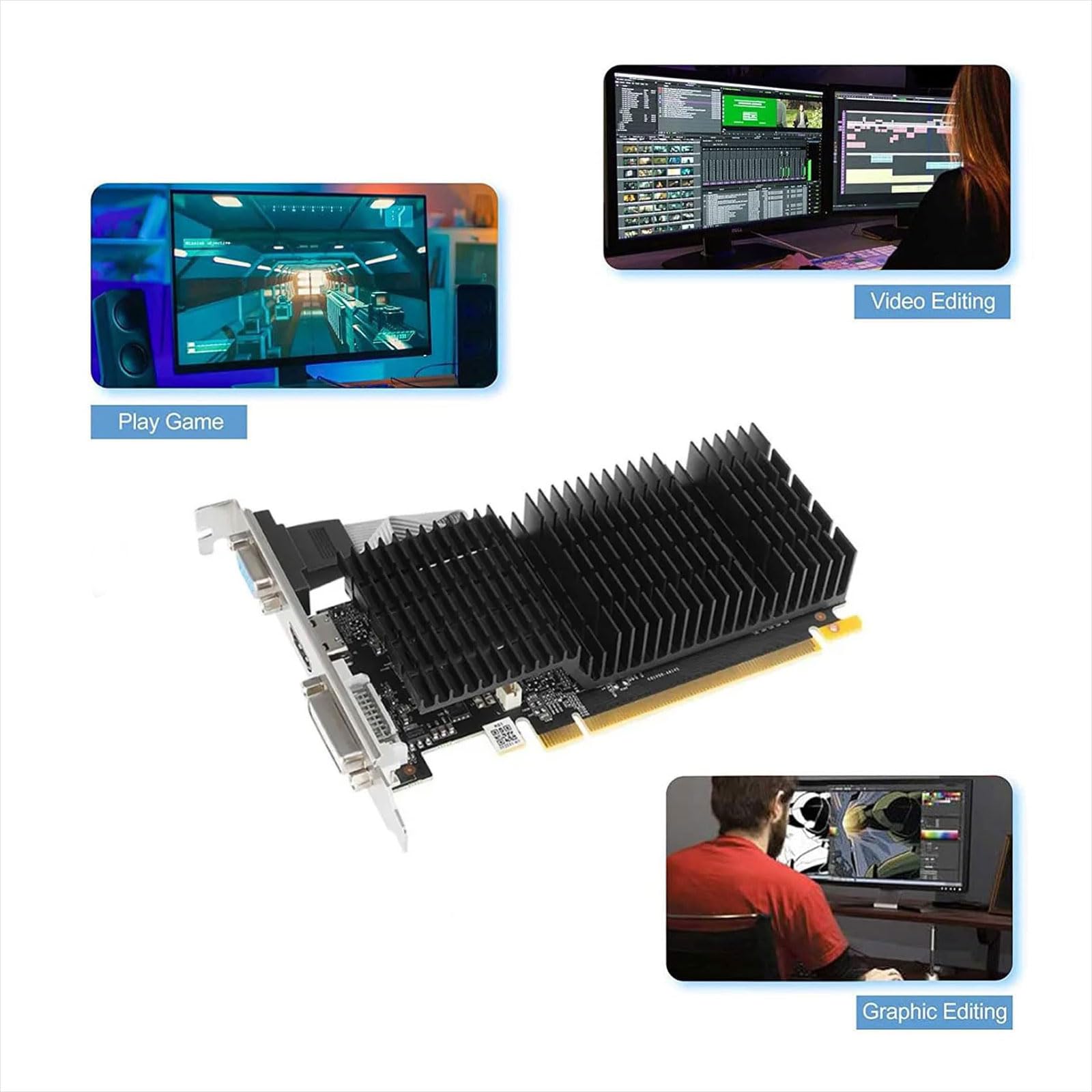 Nuwo Scheda Grafica GT730 GT 730 4 GB DDR3 64 bit 902MHz, Scheda Video GPU per PC, DVI, HDMI, VGA, PCI Express 2.0, Supporta DirectX 11, Bulk