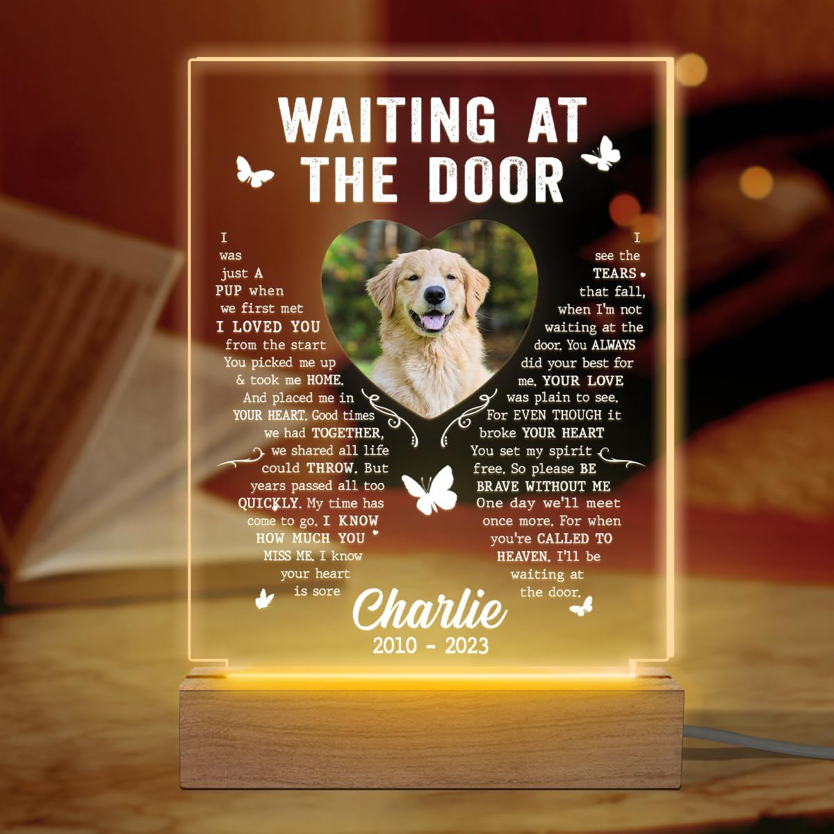 Glad Gua Personalized Acrylic 3D LED Light, Christmas Memorial Gifts For Loss Of Dog, Pet Memorial Gifts For Cat, Dog Mom, Pet Loss Gifts, Dog Remembrance Gift, Grieving Gifts