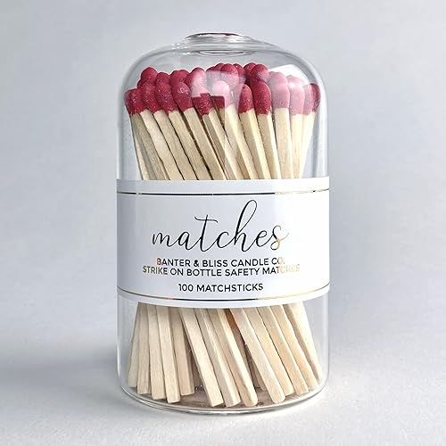 Banter & Bliss Modern Matchstick Bottle with Striker 100 Long Red Safety Matches
