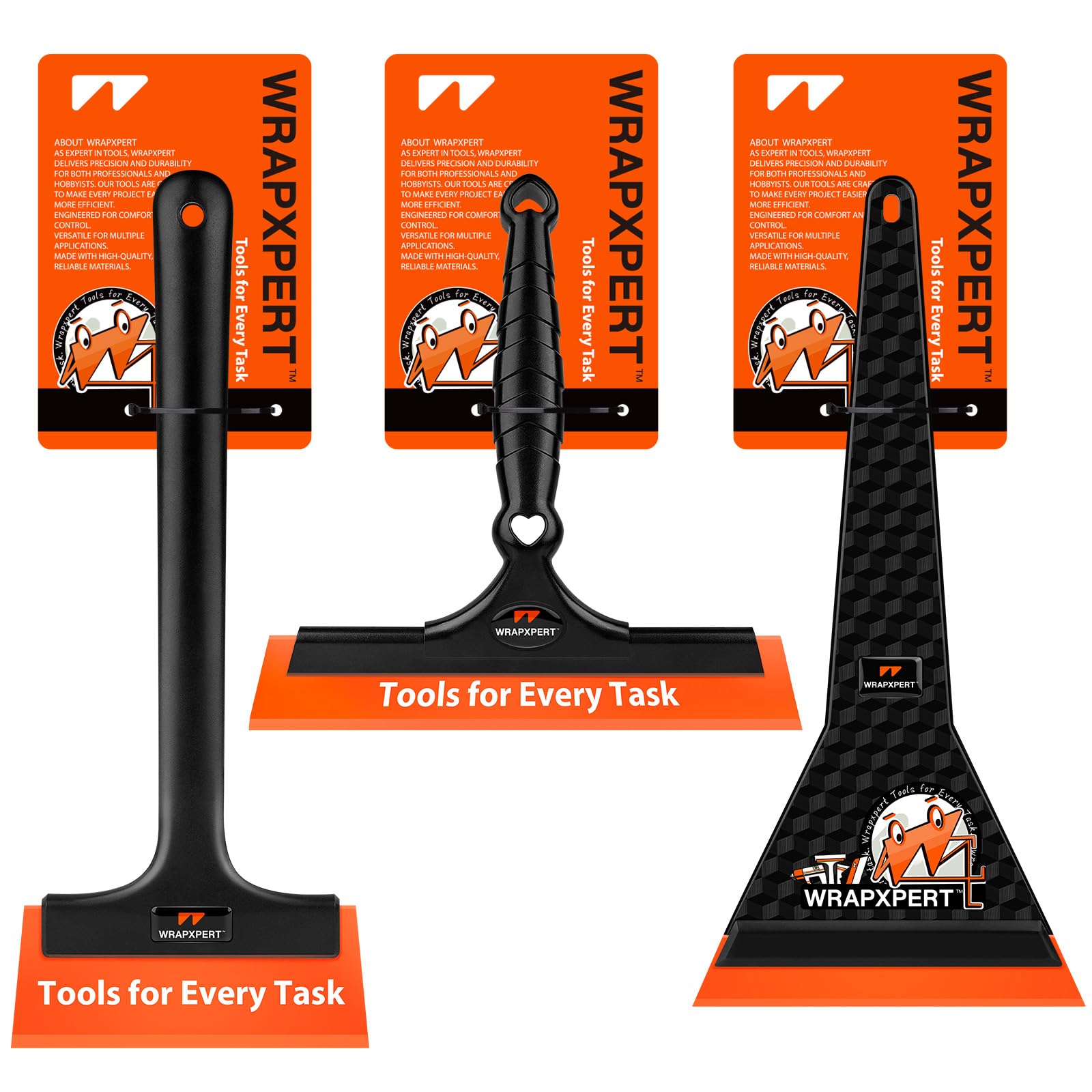 WRAPXPERT Window Tint Tools Kit, 3 Pack Window Tint Squeegee for Windshield Auto Tinting, Professional Long Handle Tinting Squeegee for Front Windows, Rear Glass, Side Doors for Car, SUV Van Glass