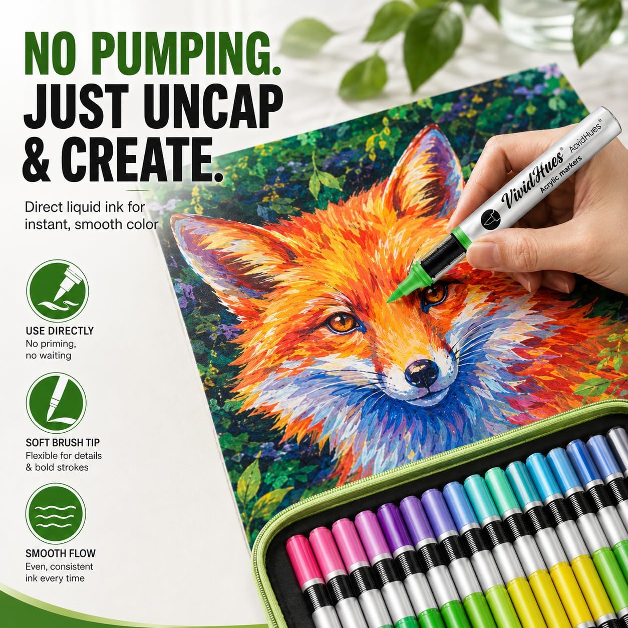 120 Colors Soft Brush Tip Acrylic Paint Markers, for Rock Wood Glass Canvas image 4