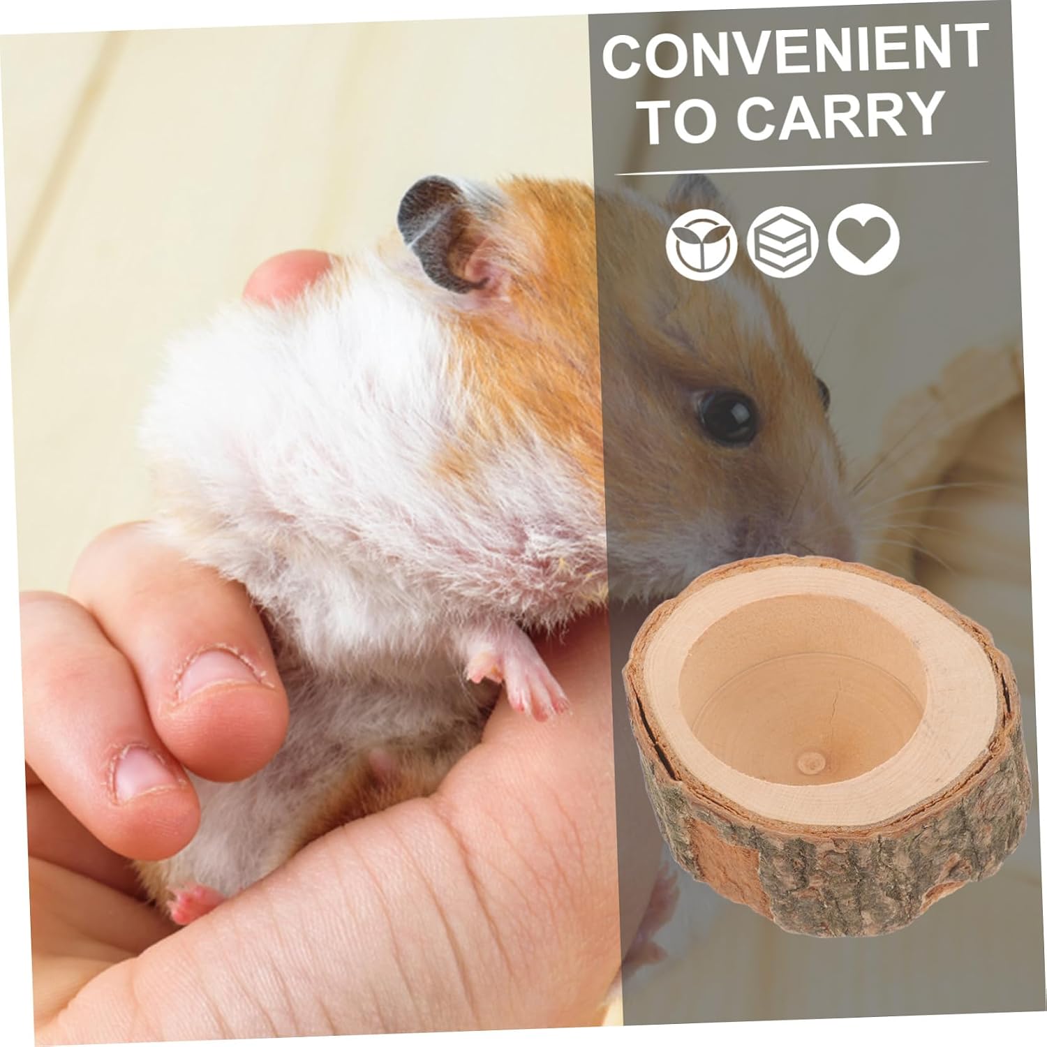 2pcs Pet Wooden Food Bowl for Animals Smooth for Hamsters and Chinchillas Compact Design Easy to Natural Material