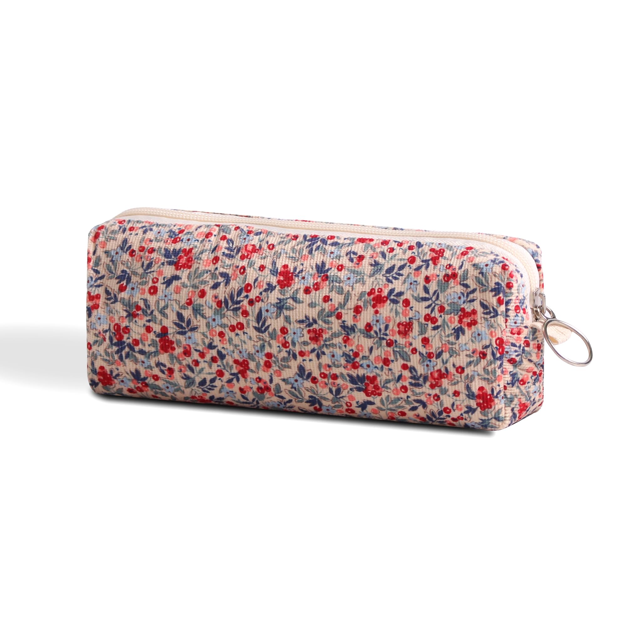SURBEAV Pencil Case Pen Case Office College School Storage Bag Pouch Holder Box Organizer Makeup Pouch Cosmetic Bag Aesthetic floral flower Cute Pencil Case for Girls Boys Kids (Small floral beige)