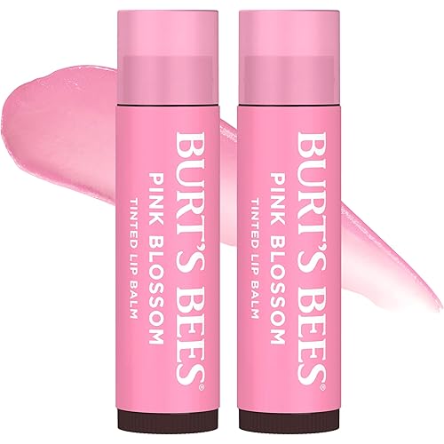 Burts Bees Tinted Lip Balm Pink Blossom; 8 Hour Moisture; Provides a Hint of Color; Nourishing Shea Butter; 100% Natural Origin; 1 Tube; 0.15 Oz. (Package May Vary)
