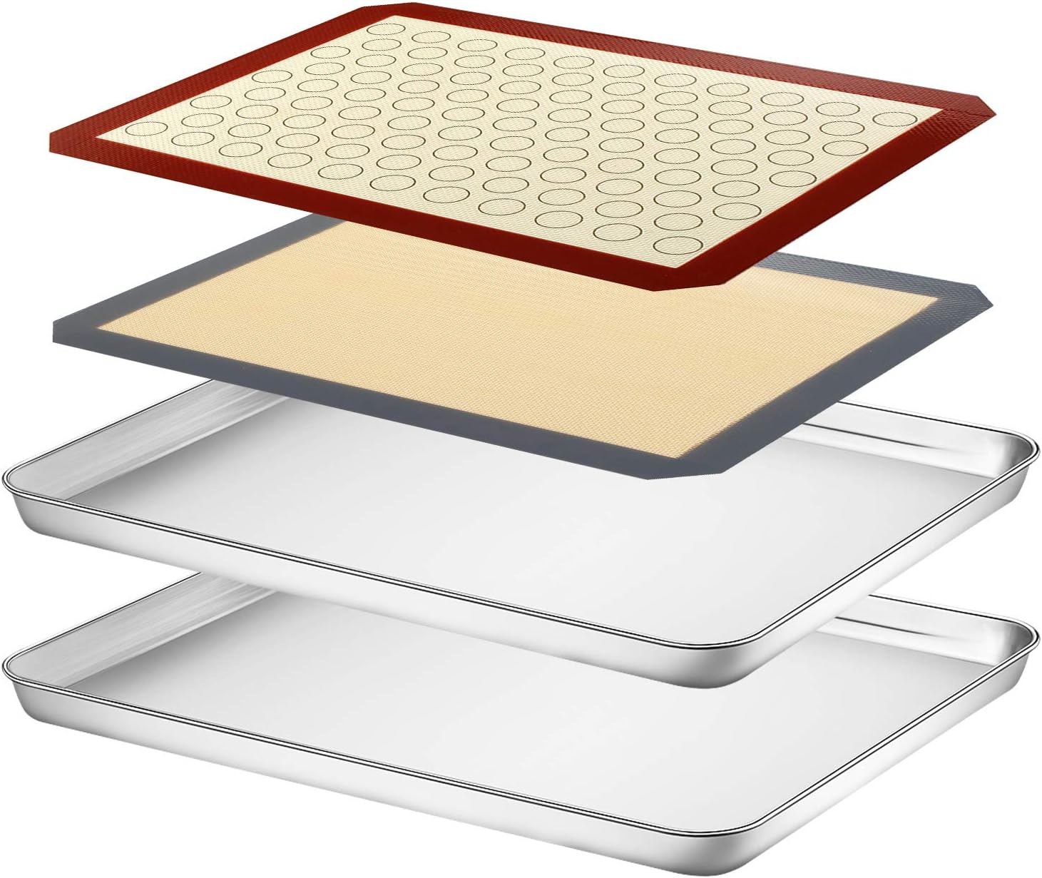 Baking Sheet with Silicone Mat Set, Yododo Set of 4 (2