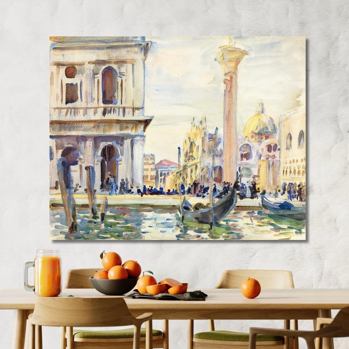 The Piazzetta John Singer Sargent, jss321 Quadro Stampato su Tela, 150x120 cm