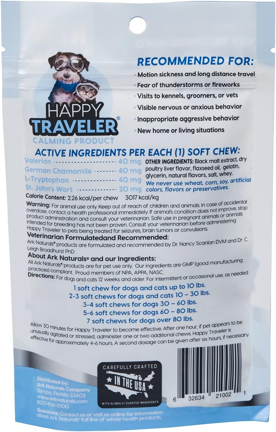 Ark Naturals Happy Traveler Calming Chews for Dogs, Bundle Pack