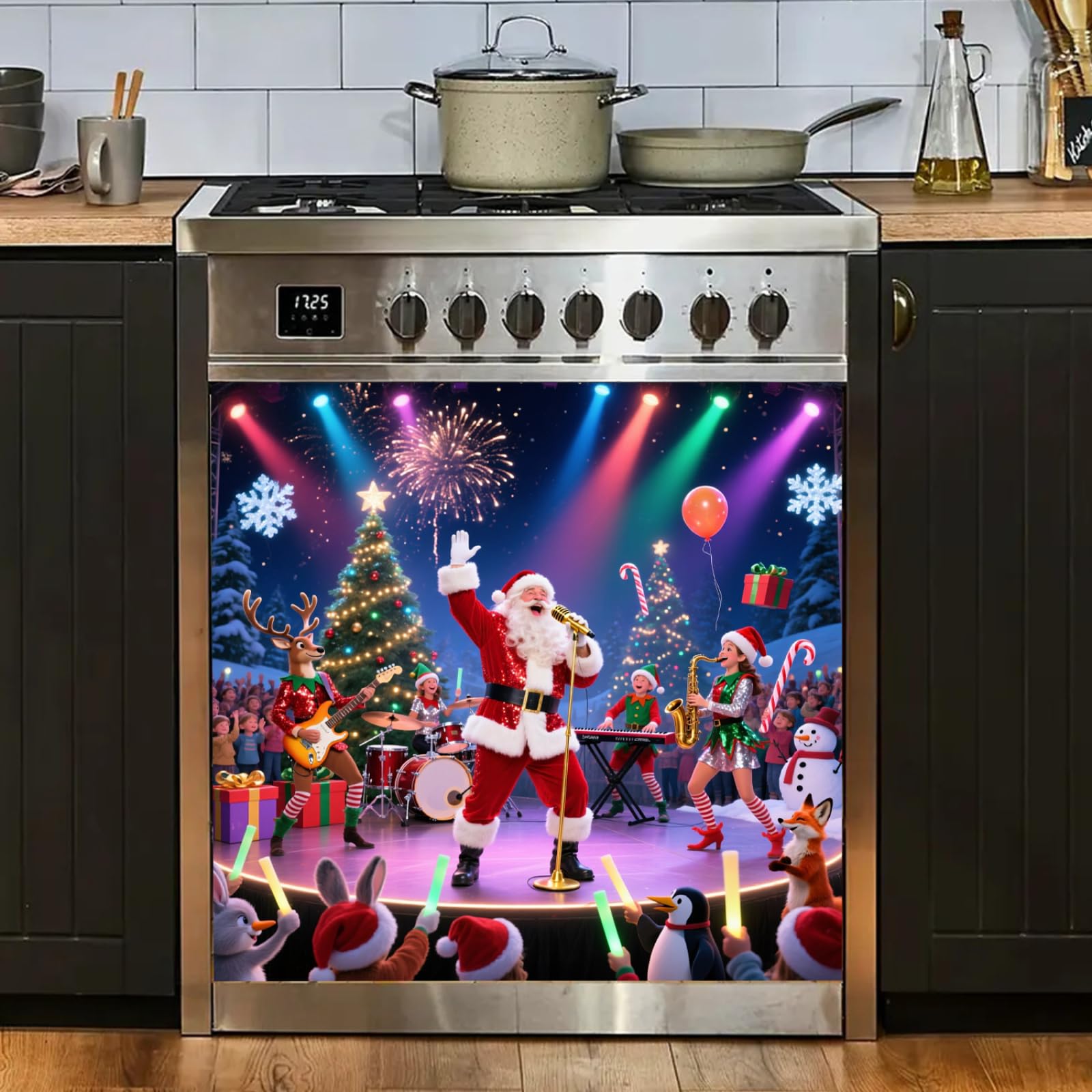 Calamite Adesive Musica Di Natale Magnetic Dishwasher Cover Riusabile Adesivo Magnetico Frigorifero Elettrodomestici Amadio Lavatrice Foglio Magnetico 58.5x65 cm /3pcs