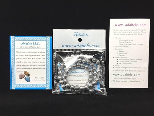 Miniatura 6 de Adabele GFC2-8 - 2 hebras de piedras preciosas curativas redondas sueltas de hematita natural, chapada en plata, 0.315 in, espaciador de piedras