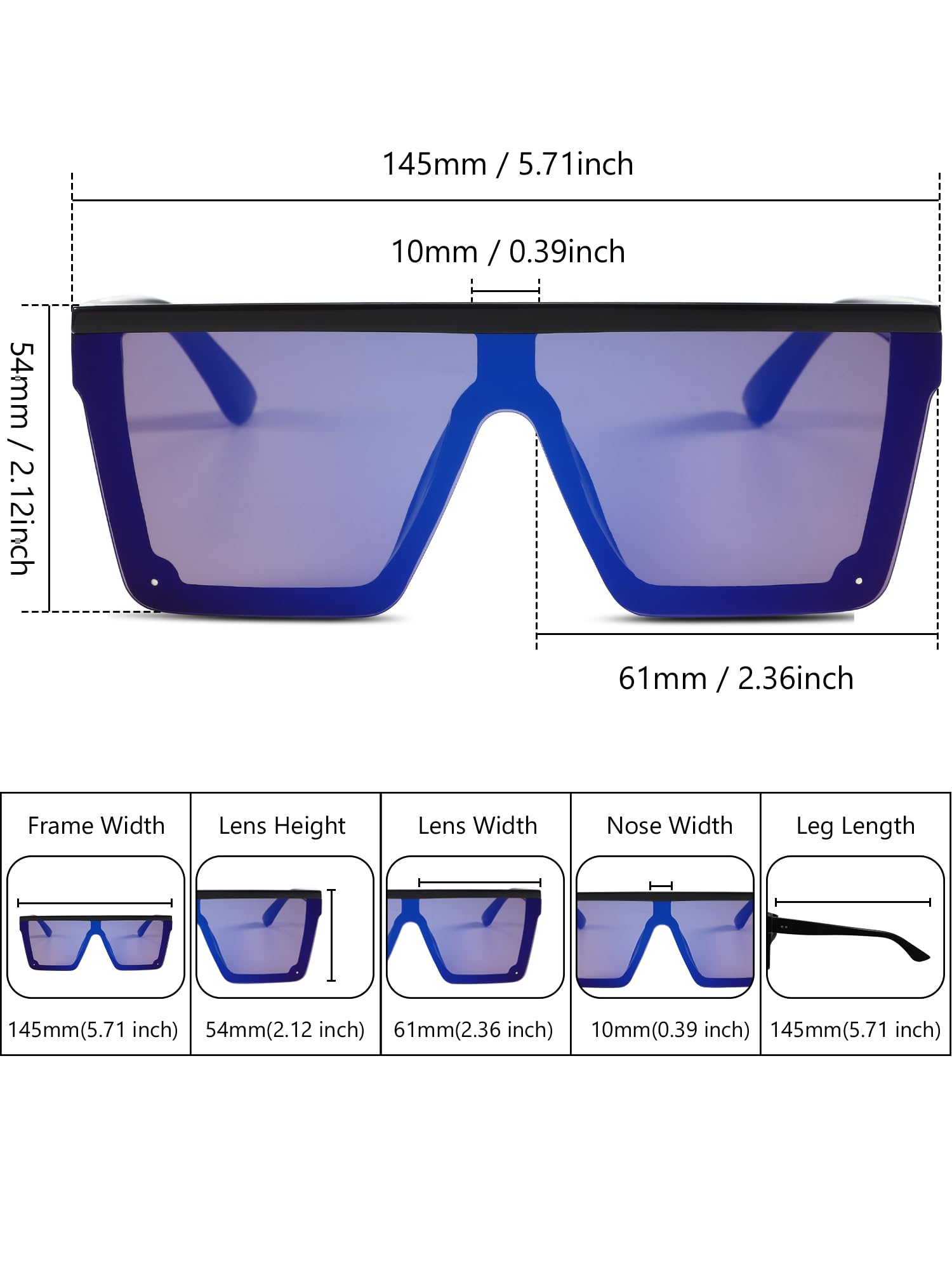 4 pares de lentes de sol de gran tamaño con parte superior plana vintage, gafas de sol cuadradas unisex para mujeres y hombres, Azul hielo, gris, plata, marrón degradado 2